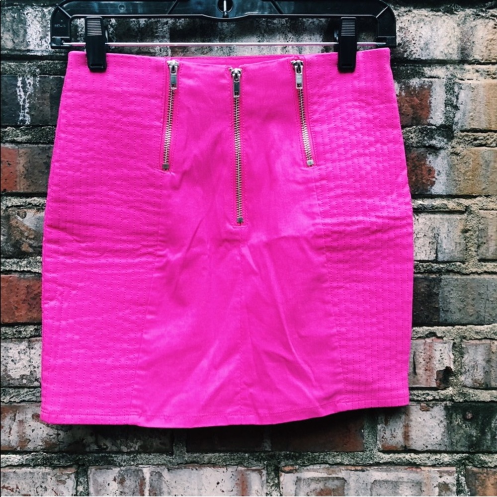 H&M Hot Pink Zipper Mini Skirt